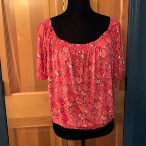 Free People red floral peasant top.